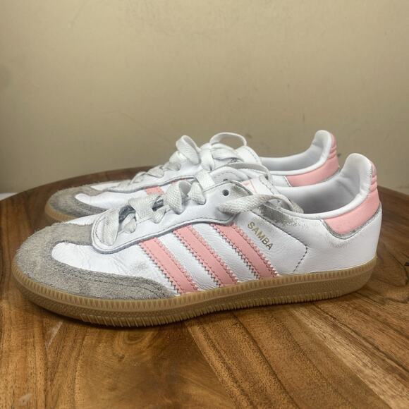 Adidas Samba Girls Kids Toddler White Pink Gum Size 1Y Shoes Sneakers - Picture 2 of 9